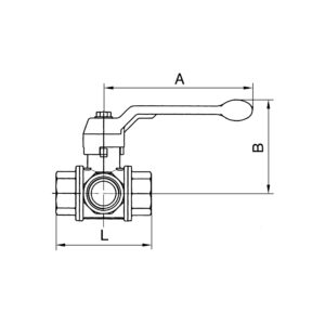 3-Wege-Kugelhahn, L-Bohrung, Messing vernickelt, Rp 1/4, DN 8