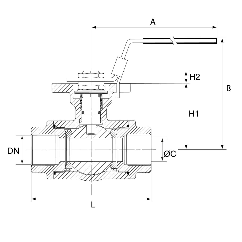 3-Wege-Kugelhahn, L-Bohrung, Edelstahl 1.4408, G 1/4, DN 8