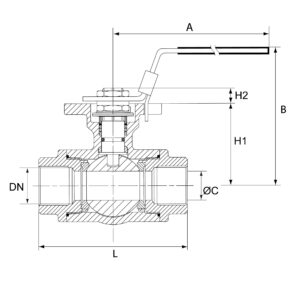 3-Wege-Kugelhahn, L-Bohrung, Edelstahl 1.4408, G 1/4, DN 8