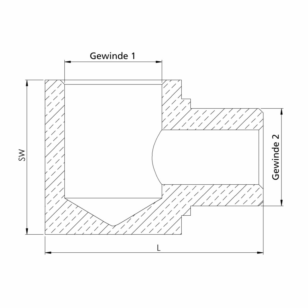 L-Einschraubverteiler, M5, SW 9, Messing