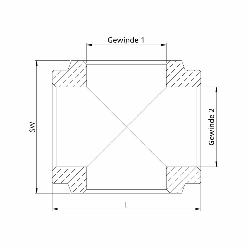 Kreuz-Verteiler, M5, SW 8, Messing