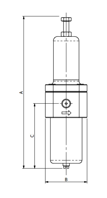 Edelstahl-Filterregler 1.4404, rücksteuerbar, G 1/4, 0,5 - 8 bar