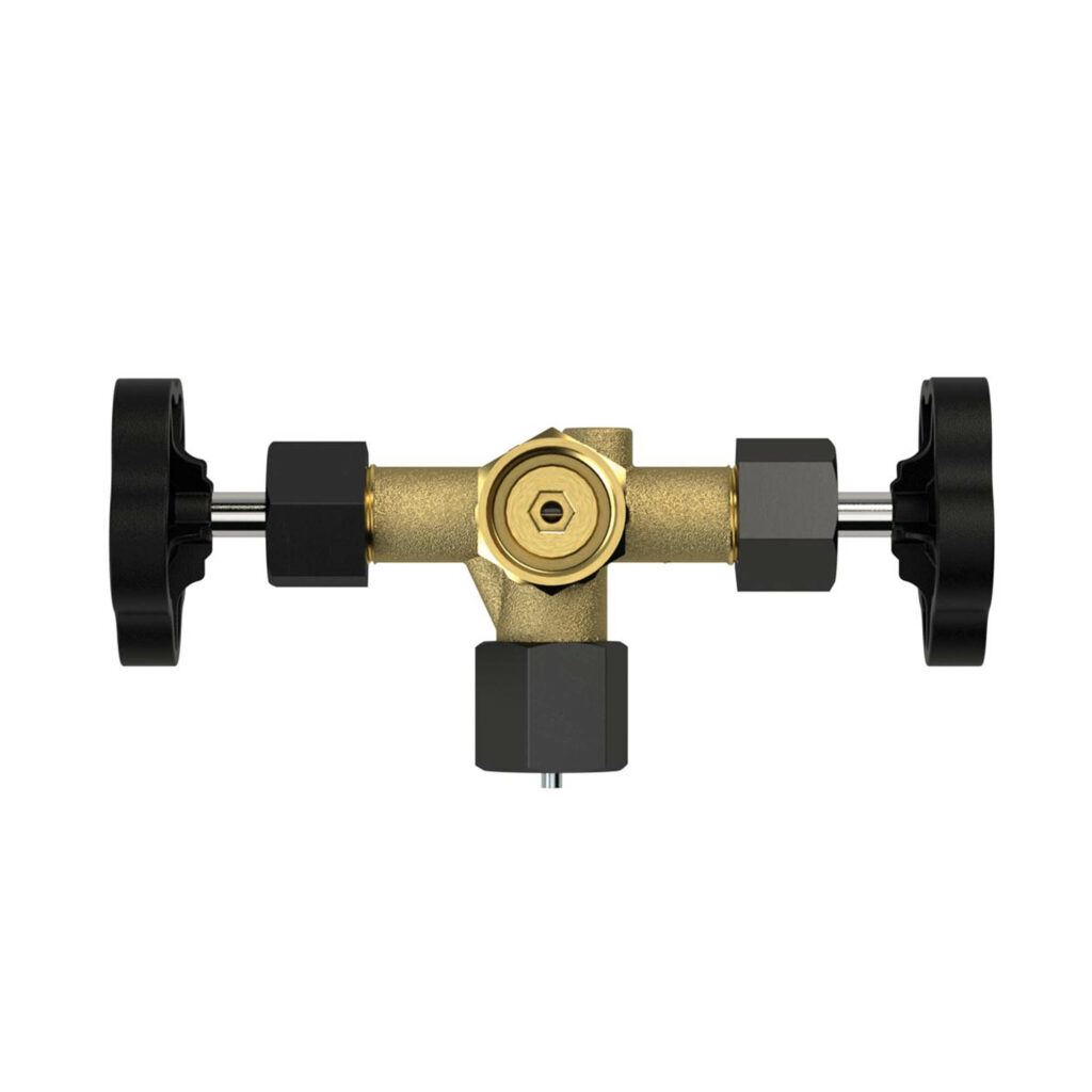 Mano-Dop.-Absperrven., Zapfen-Spannmuffe G 1/2, Messing