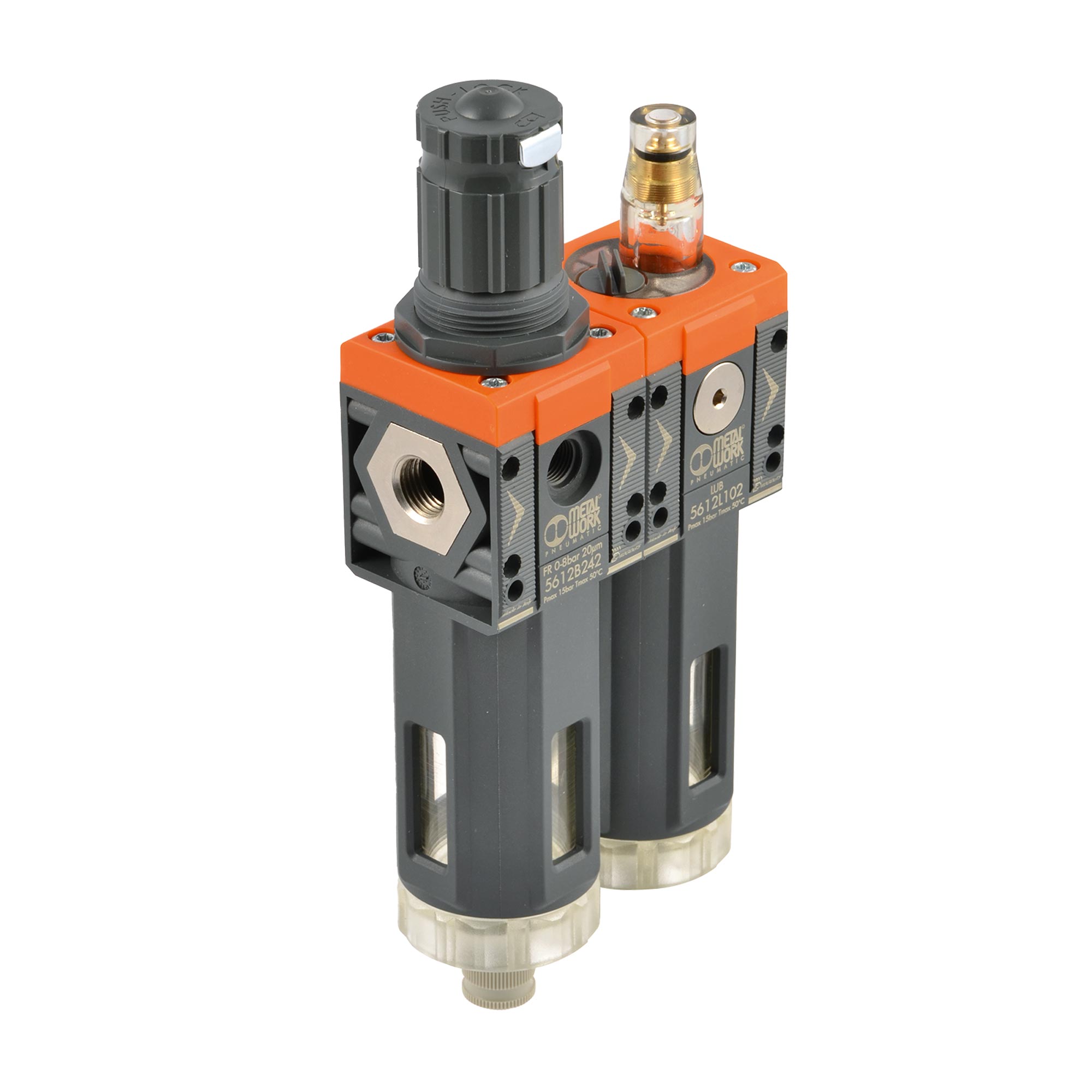 Filterregler + Öler »SYNTESI«, BG 1, G 1/8, 5 µm, 0…2 bar, RMSA