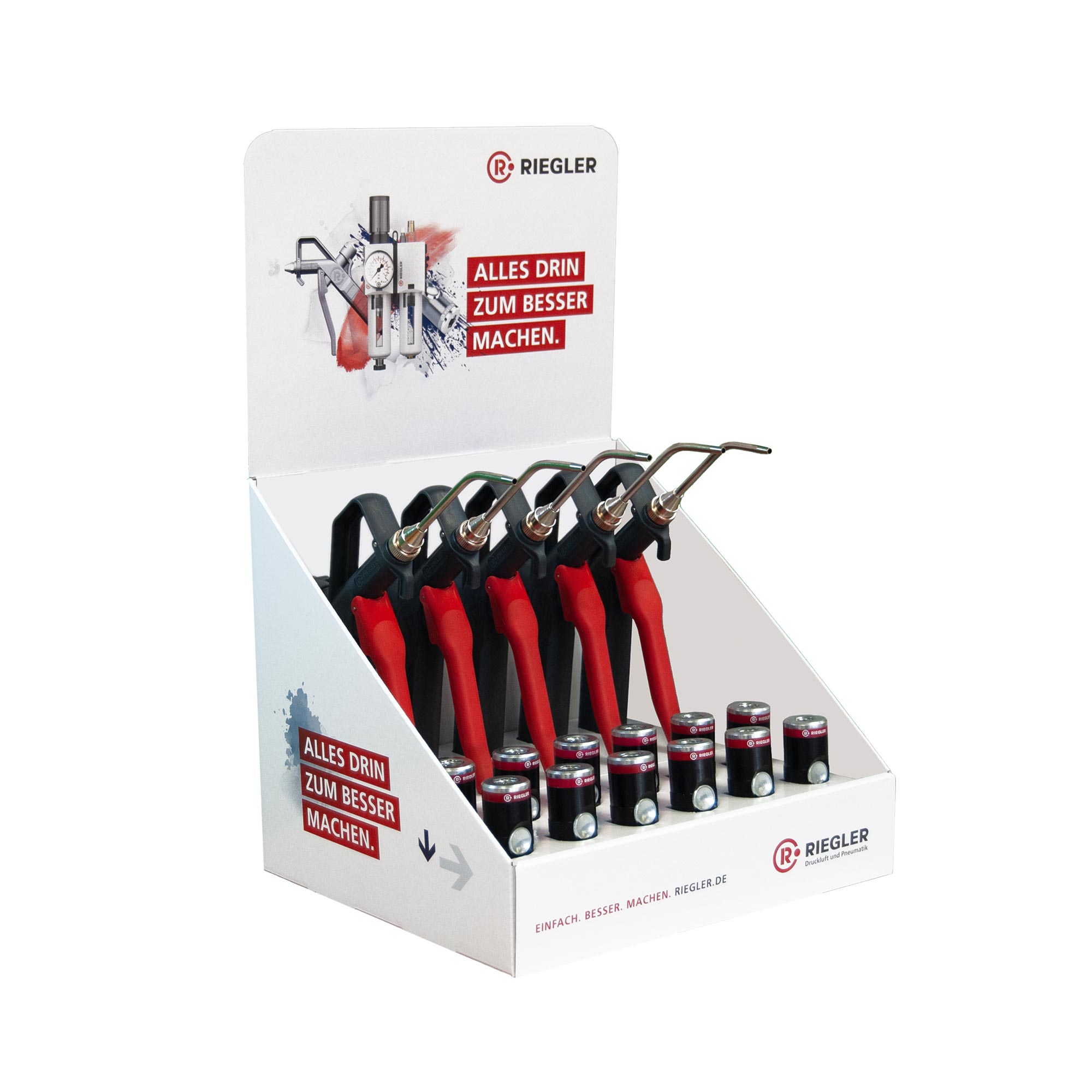 Aufsteller Druckknopfkupplung / Blaspistolen Kunststoff Stabdüse