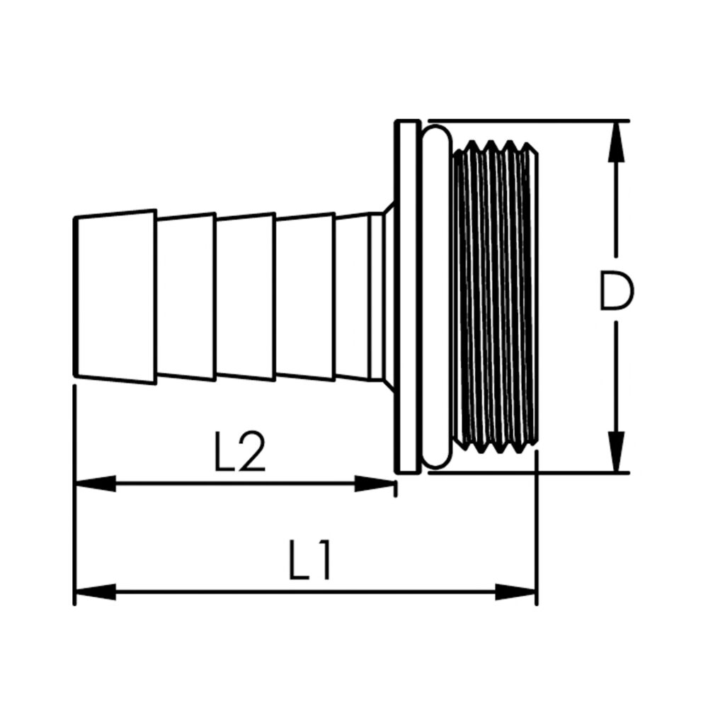 1/3 Schlauchverschr. G1/2x13, mit NBR O-Ring, mit Bund, MS blank