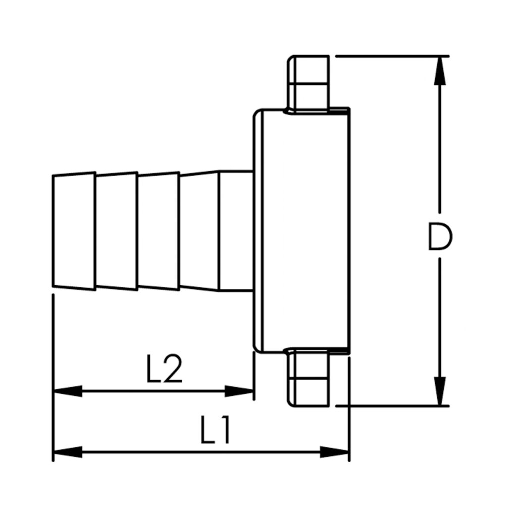 2/3 Schlauchverschr. G 1/2x10, Ü-Mutter, flachd. leichte Ausf. MS