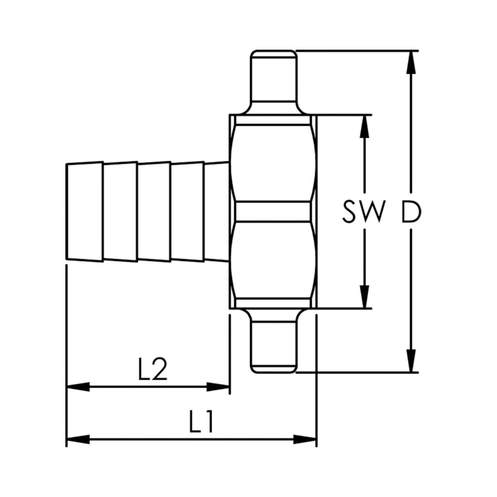 2/3 Schlauchverschr., G 1/2 x 13, Ü-mutter, leichte CH Ausf. MS