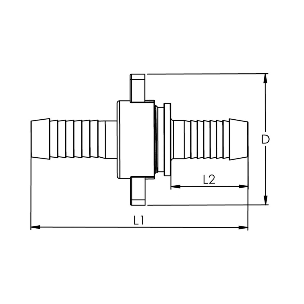 3/3 Schlauchverschr., G 3/4x13, Ü-mutter, flachd., NBR O-Ring, MS