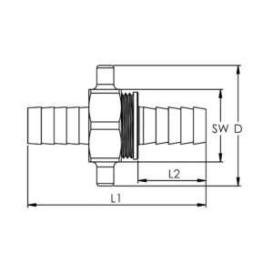 3/3 Schlauchverschr., G 3/4x13, Ü-mutter, flachd., CH Ausf., MS