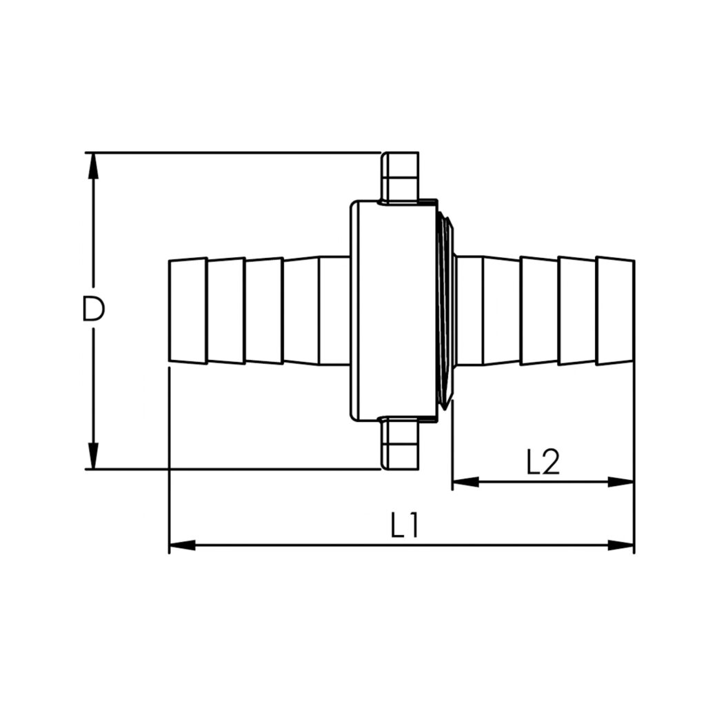 3/3 Schl.verschr. G3/4x13, Ü-mut., flachd. NBR O-Ring, leicht, MS