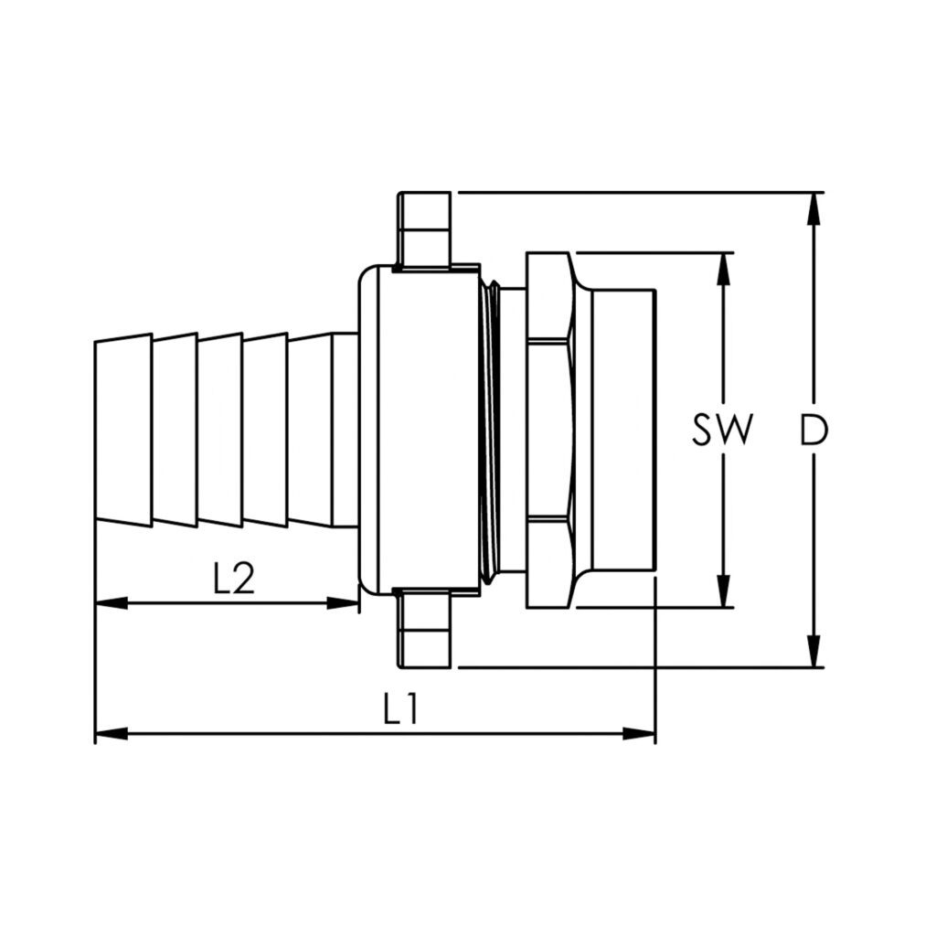 3/3 Standrohrver., G1/2IGx13, Mutter 3/4", flachd. CH Ausf., MS