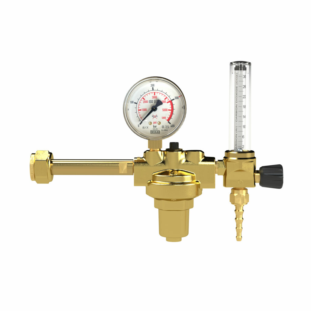Flaschendruckminderer, 200 bar, CO2/Ar, Mengenmesser 0 - 30 l/min