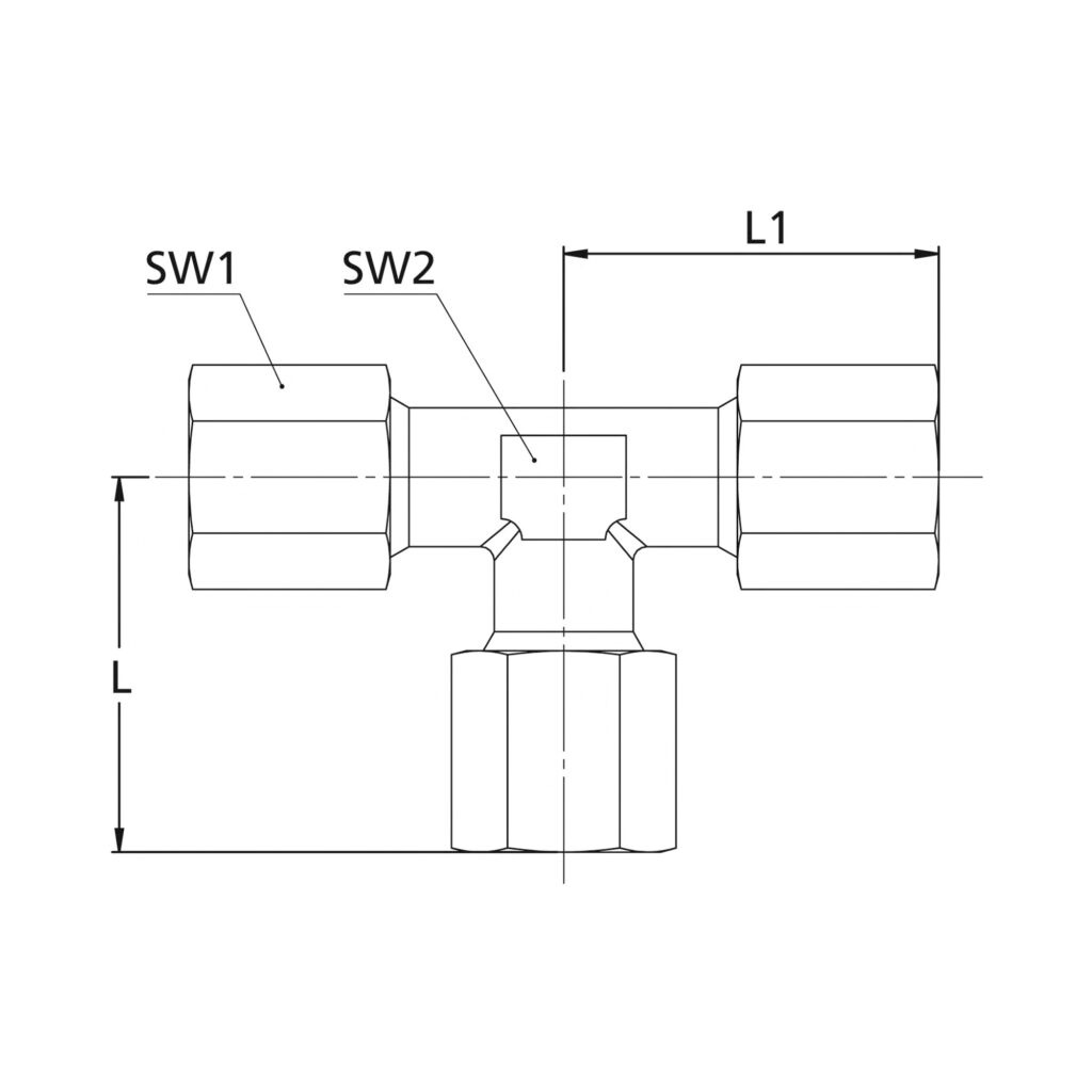T-Verschraubung, Rohr-Außen-Ø 4 mm, Stahl verzinkt