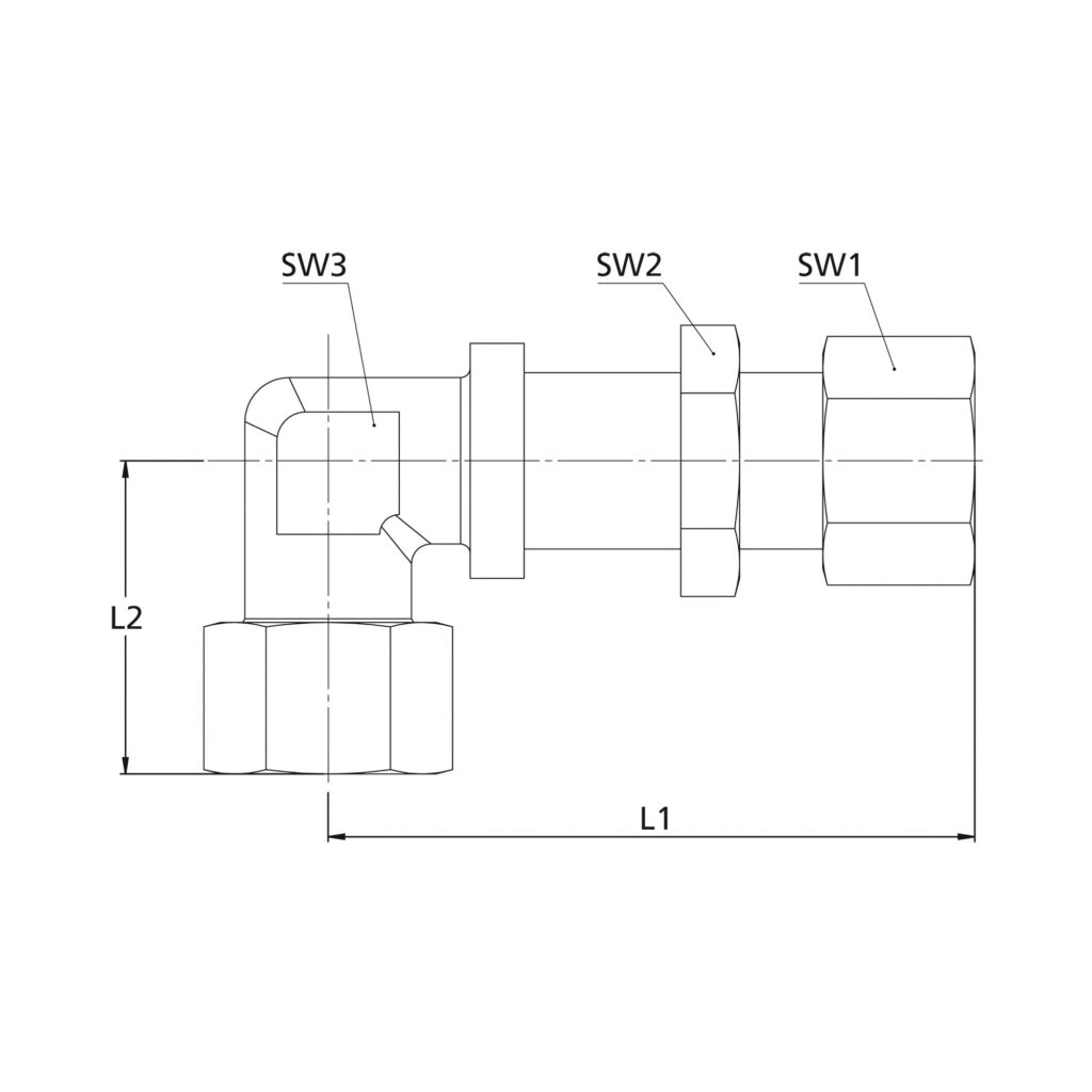 Winkel-Schottverschraubung, Rohr-Außen-Ø 6 mm, Stahl verzinkt