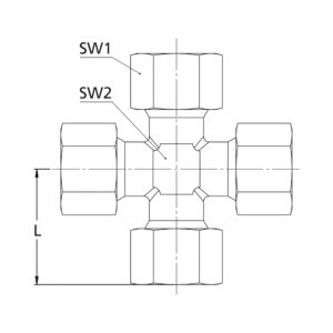 Kreuz-Verschraubung, Rohr-AØ4mm, Stahl verz.