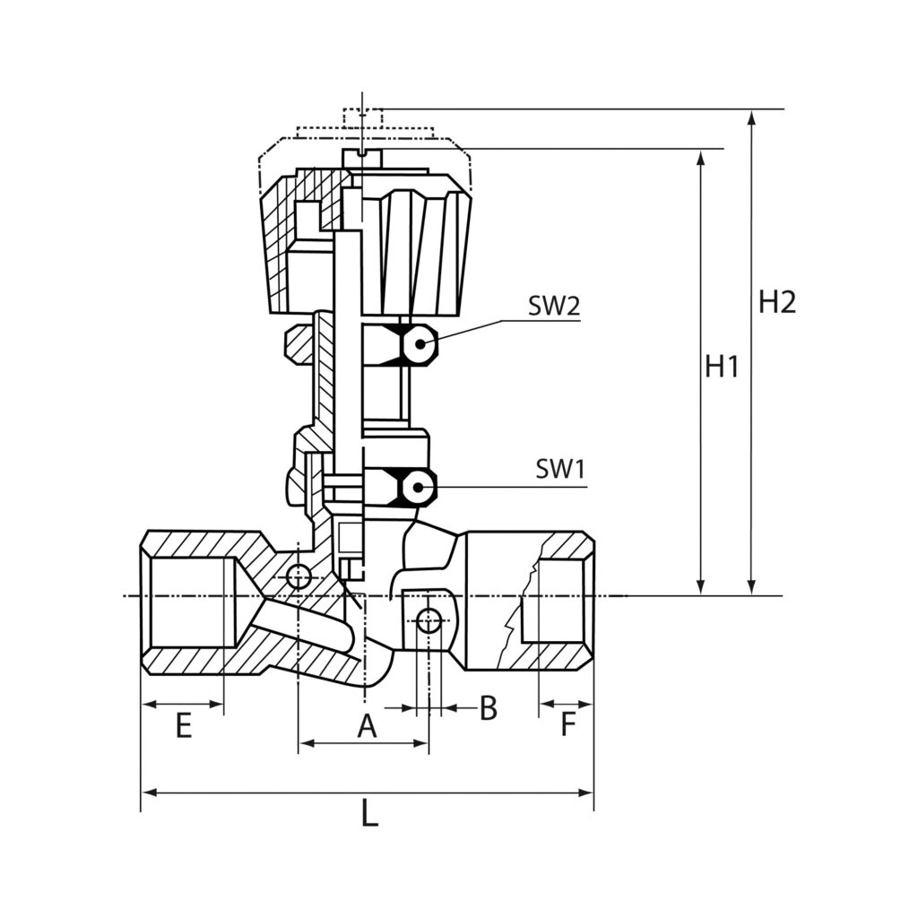 Nadelventil, Messing vernickelt, IG/IG, Rp 1/8, DN 4