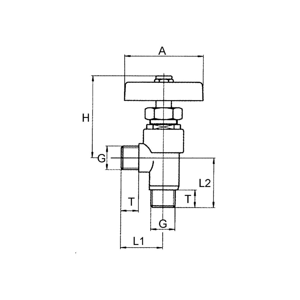 Eck-Absperrventil, Messing, AG, G 1/4, DN 5,5