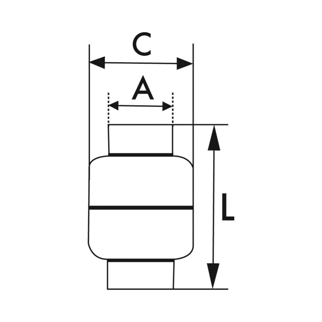 Rückschlagventil, leichte Bauweise, ES 1.4301, G 1/4, 0,03 bar
