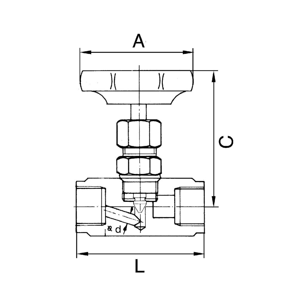 Nadelventil, Edelstahl 1.4571, G 1/8, DN 4, PN max. 400 bar