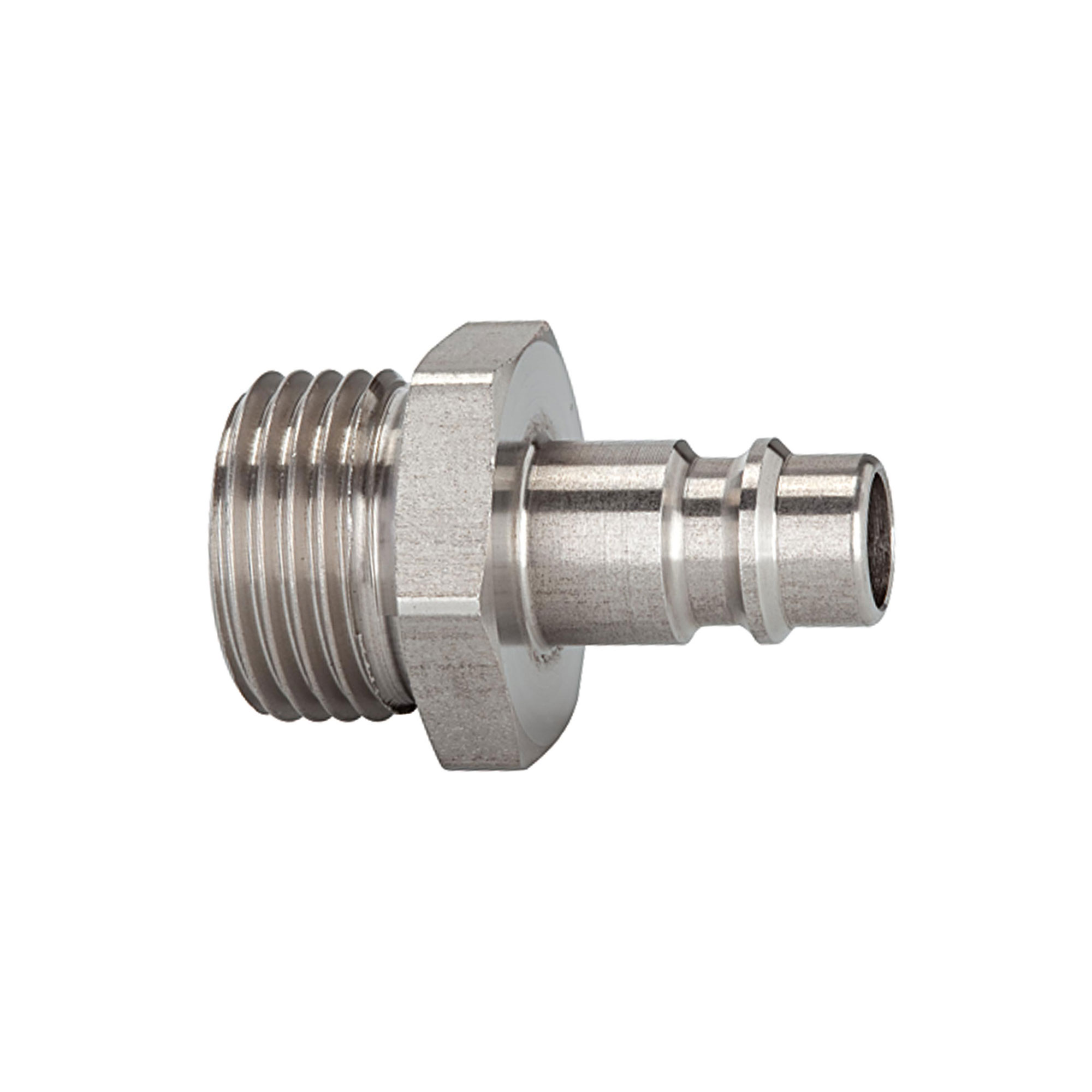 Nippel für Kuppl. NW 7,2-7,8, Edelstahl 1.4305, G 1/4 AG, max. 35