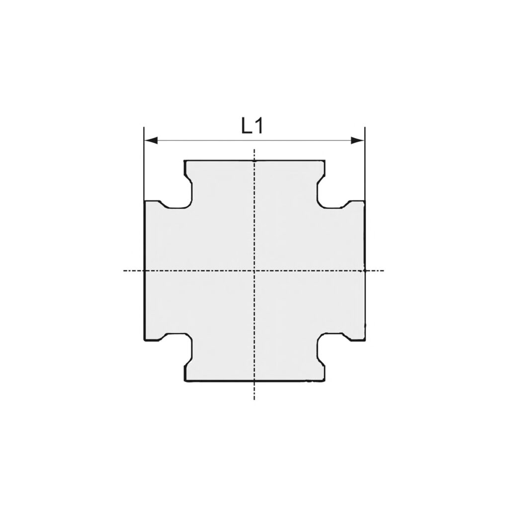 Kreuzstück, 4 x Innengewinde, G 1/2, Druck 16 bar, Messing blank