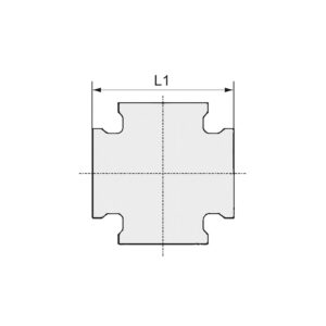 Kreuzstück, 4 x Innengewinde, G 1/2, Druck 16 bar, Messing blank