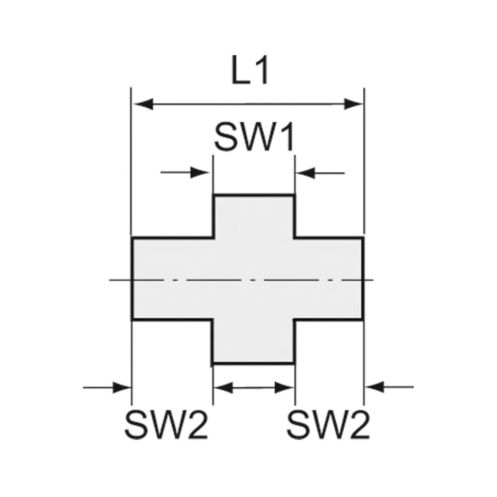 Lösb. Doppelgewindenippel, G 1/8 i., SW1 29, SW2 18, ES 1.4408