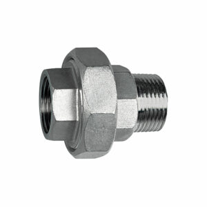 Lösb. Doppelgewindenippel, IG/AG, kon. dichtend, G 1/4, ES 1.4408