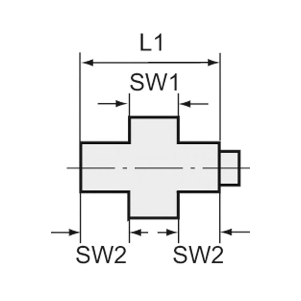 Lösb. Doppelgewindenippel, IG/AG, kon. dichtend, G 1/4, ES 1.4408
