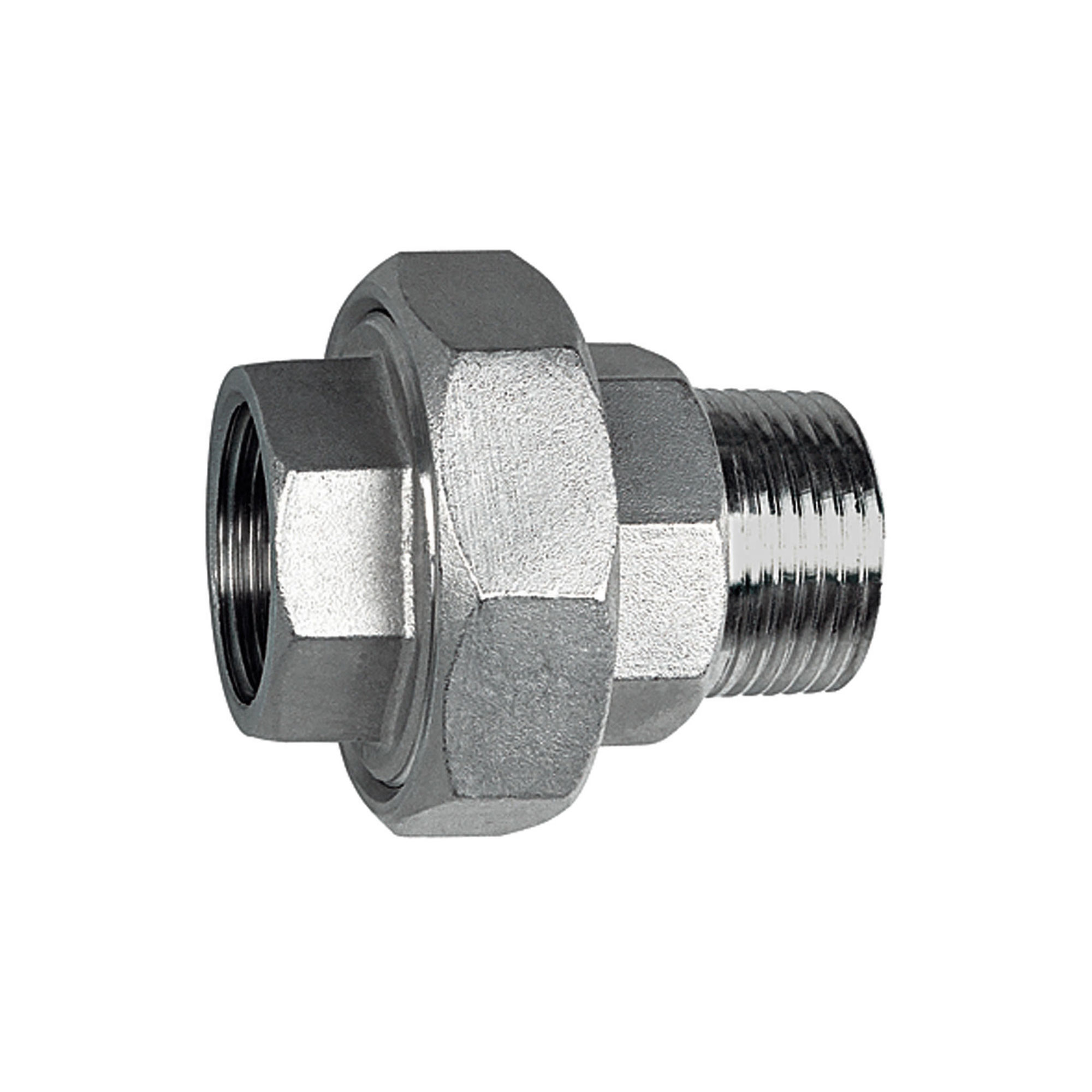 Lösb. Doppelgewindenippel, IG/AG, kon. dichtend, G 1/4, ES 1.4408