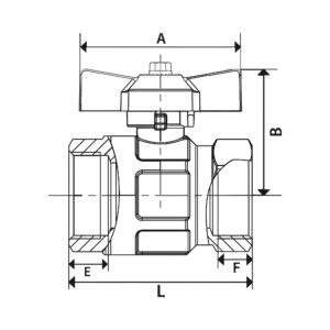 Kugelhahn Standard ausführung, Flügelgriff, IG/IG, MS vern.,G 1/4