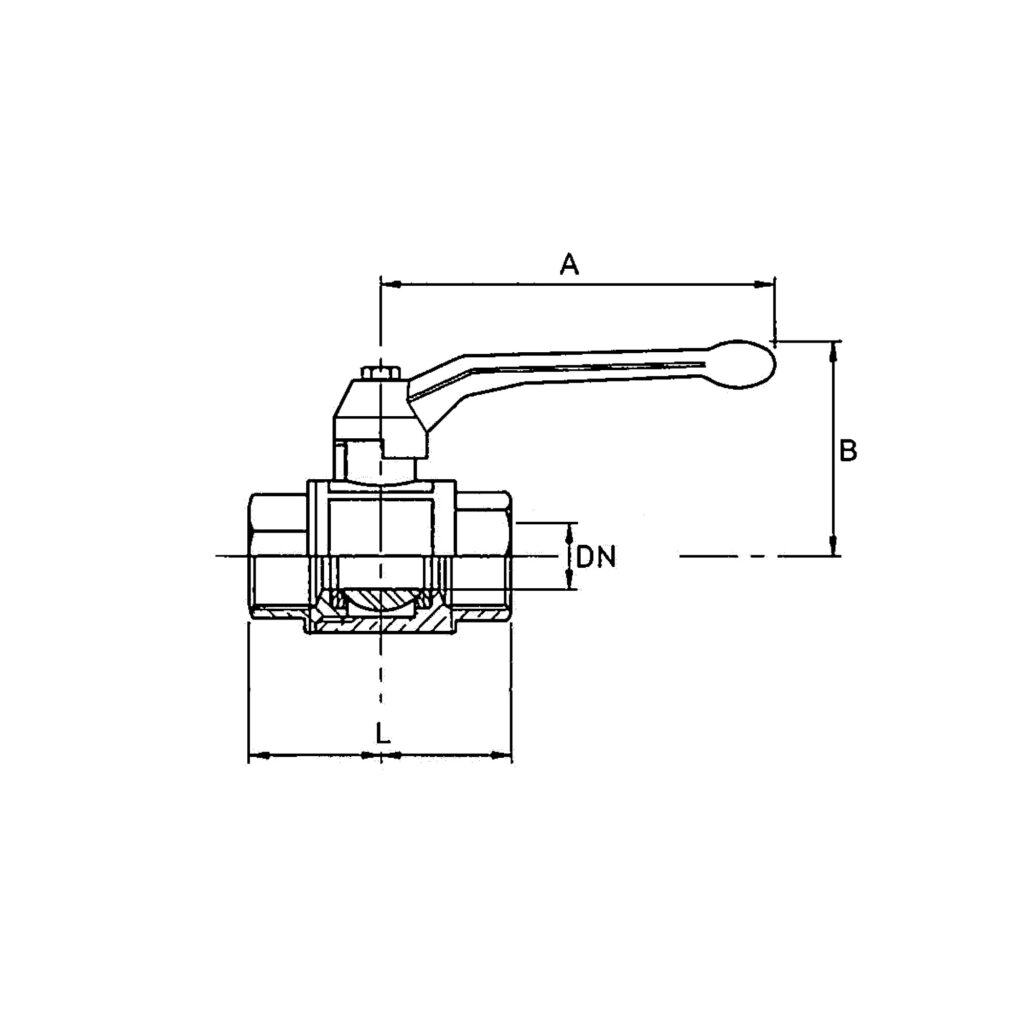 Kugelhahn Langgewindeausführung, IG/IG, MS vernickelt, Rp 1/4