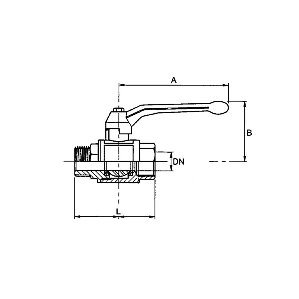 Kugelhahn Langgewindeausführung, IG/AG, MS vernickelt, Rp/R 1/4