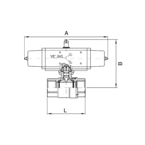 Messingkugelhahn, pneumat. Stellantrieb, doppeltwirkend, Rp 1
