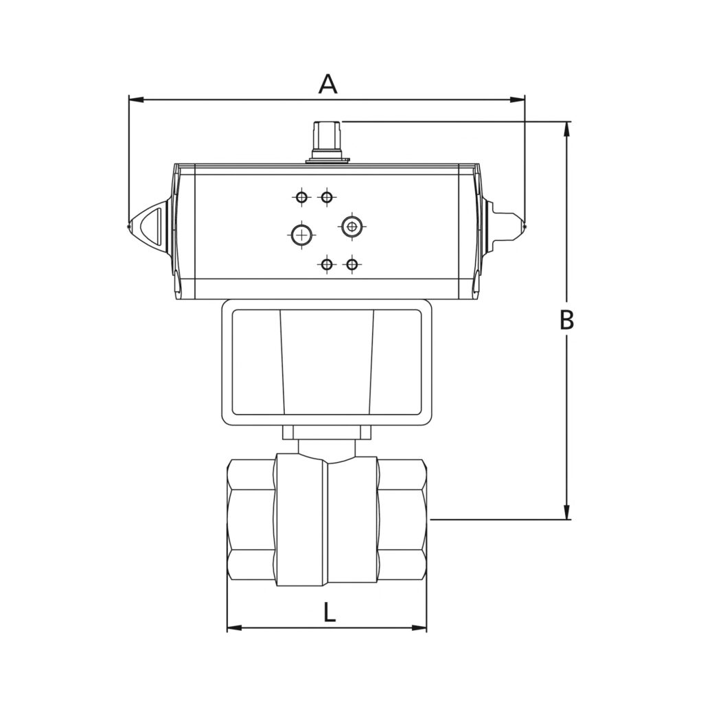 Edelstahl-KH, pneum. Stellantrieb nach NAMUR, doppeltw., Rp 3/8