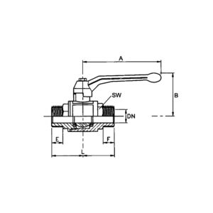 Kugelhahn schwere Ausführung, Handhebel, AG/AG, MS vern., R 1/4