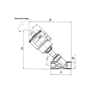 Schrägsitzventil, o. NAMUR-Schnittst., Bronze, G 1/2, max. 16 bar