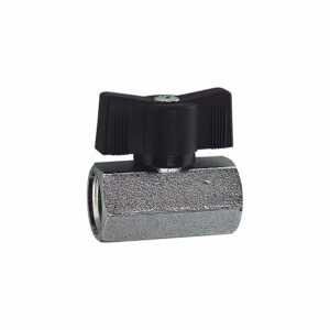 Mini-Kugelhahn, sandgestrahlt, MS vern., Flügelgriff, G 1/4 IG