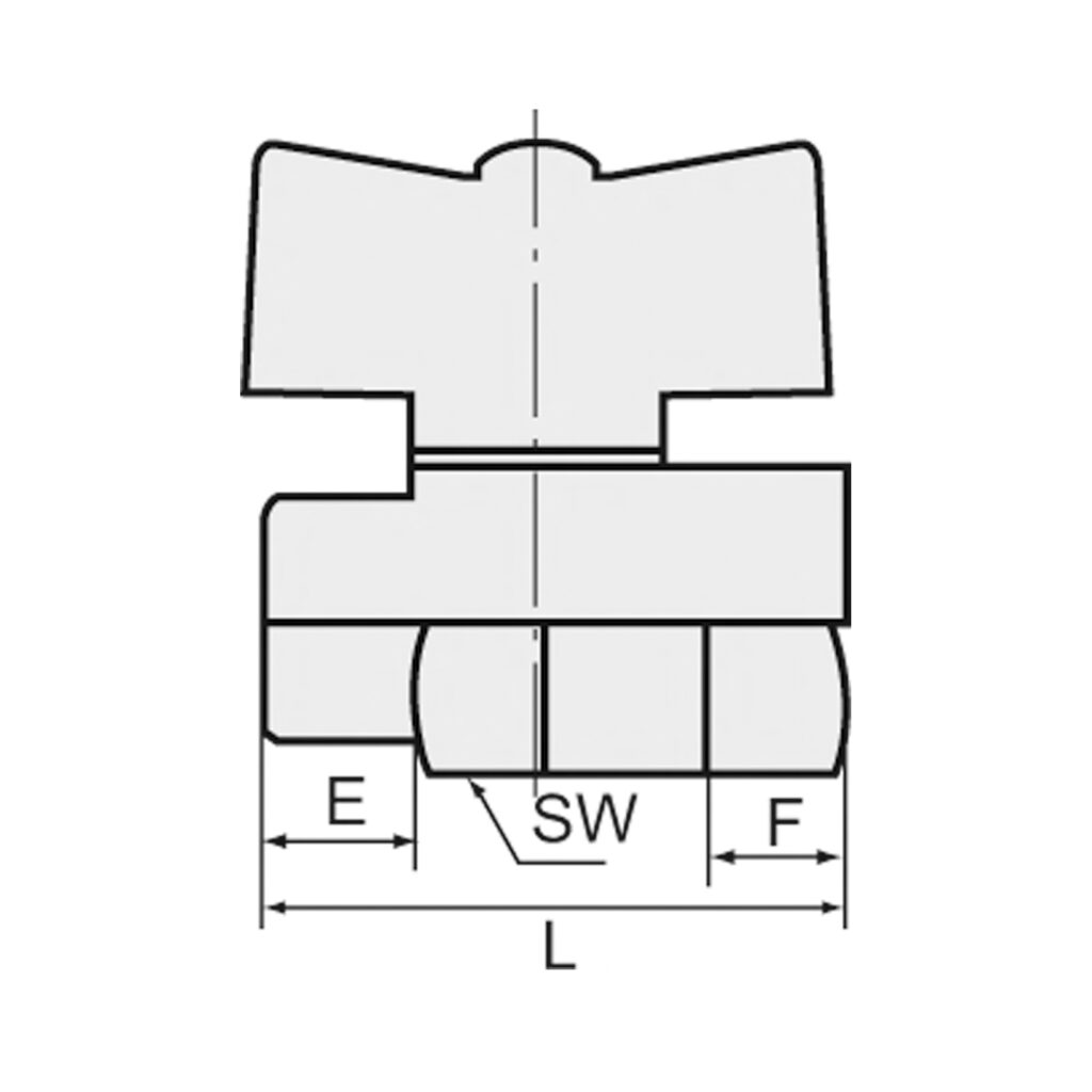 Mini-Kugelhahn, sandgestrahlt, MS vern., Flügelgriff, G 1/4 IG