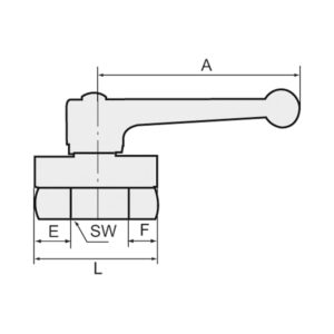 Mini-Kugelhahn, sandgestrahlt, MS vern., Handhebel, G 1/4 IG