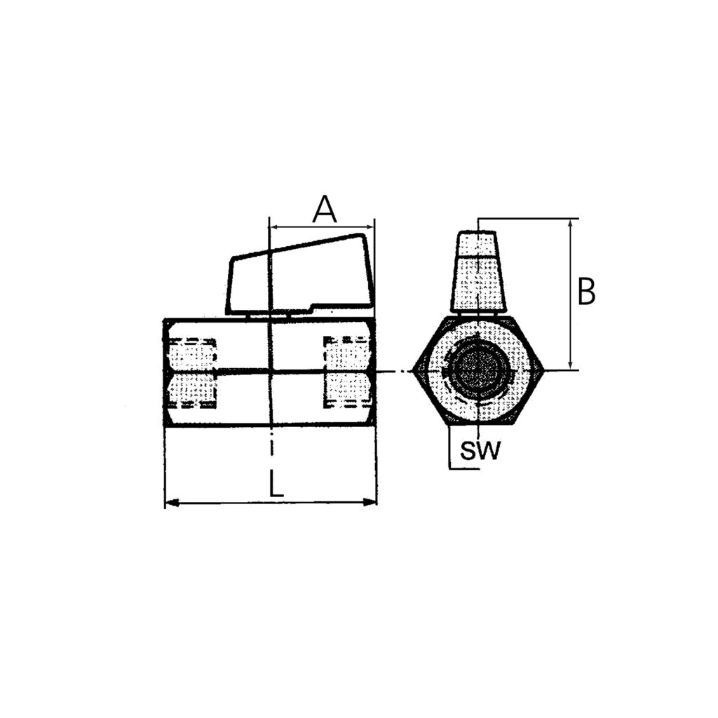 Mini-Kugelhahn, glatte Oberfläche, MS vern., G 1/8 IG, DN 8