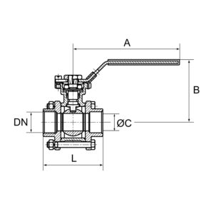 Edelstahlkugelhahn, 3-teilig, Baulänge nach DIN 3202-M3, G 1/4