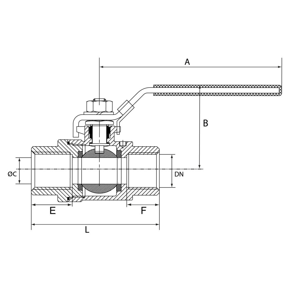 Edelstahlkugelhahn, 2-teilig, Baulänge nach DIN 3202-M3, G 1/4