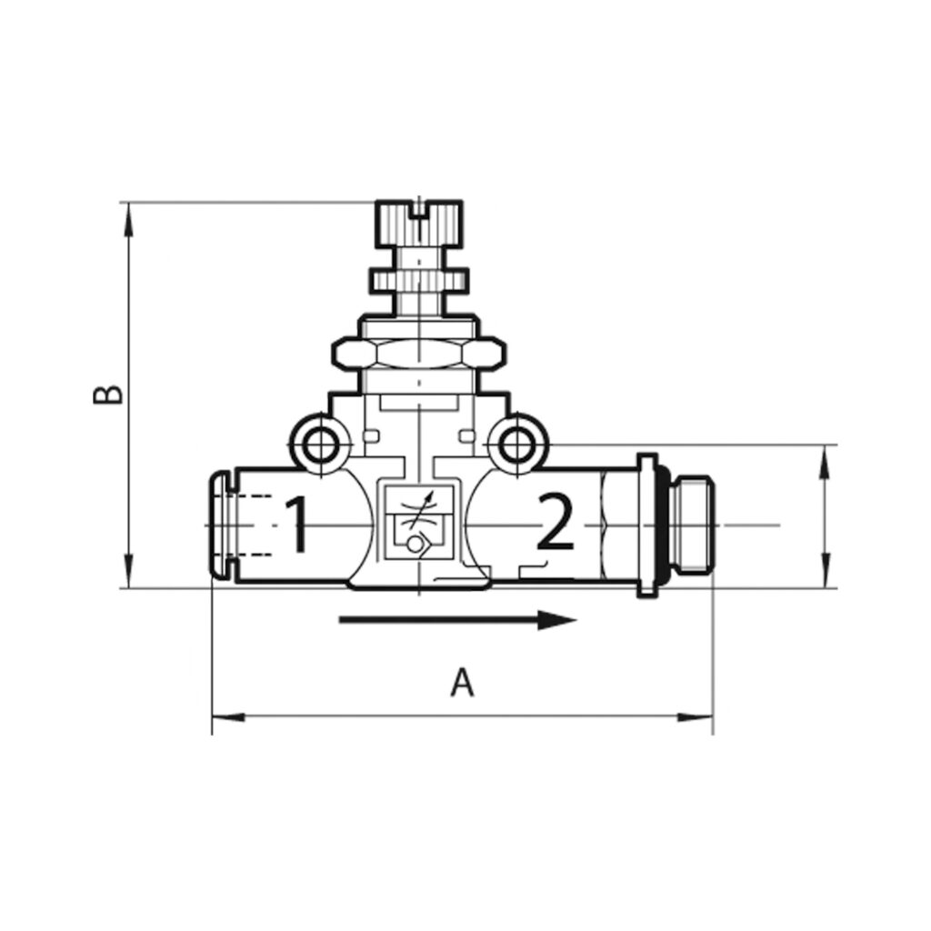 Drosselrückschlagventil einseitig, Schl.-Gew., M5, Schl.-Ø 4