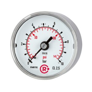 Standardmano, CrNi-Stahl, G 1/4 hinten zentr., 0 - 1,0 bar, Ø 40