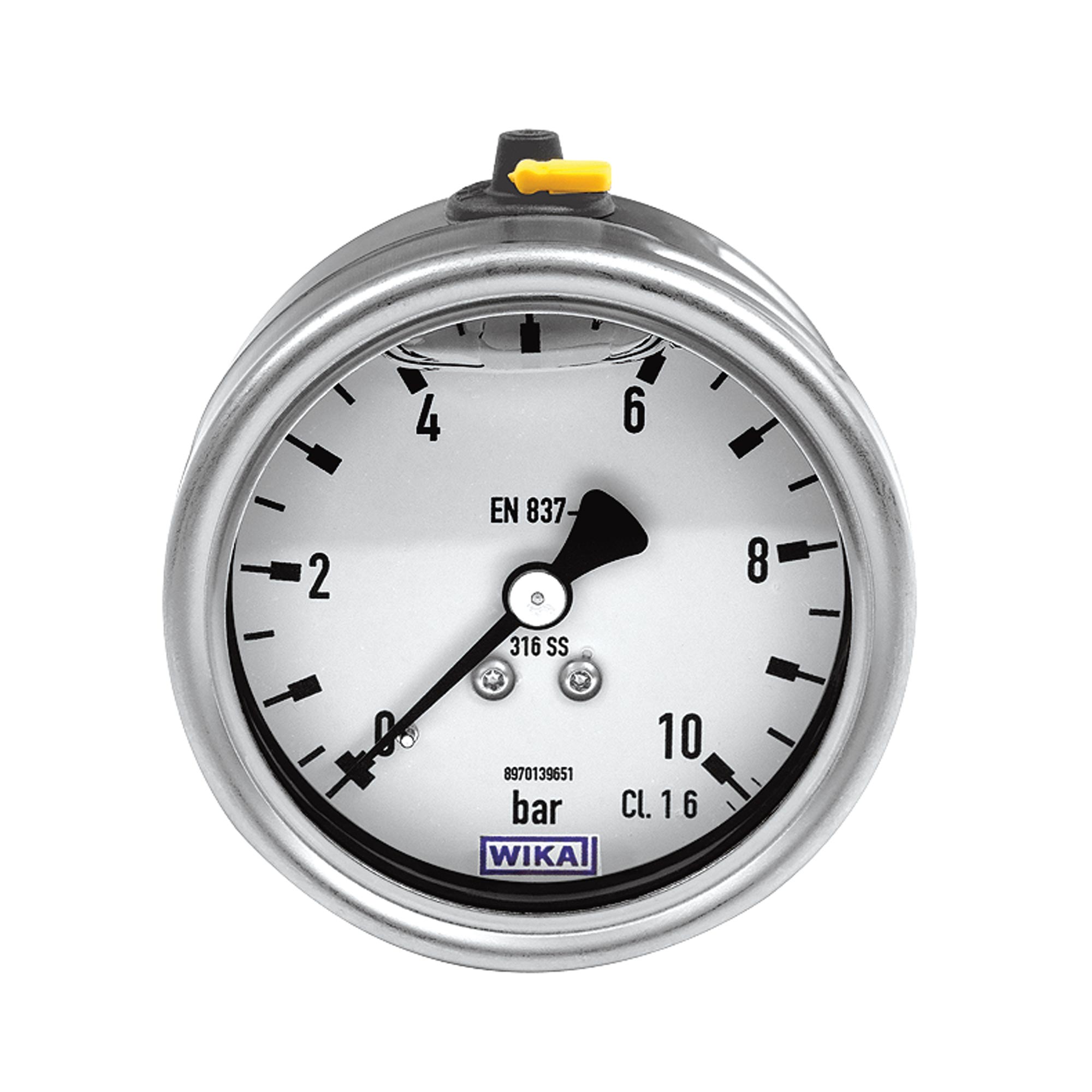 Glyzerinmano, CrNi-Stahl, G 1/4 hinten zentrisch, -1/0,0 bar, Ø63