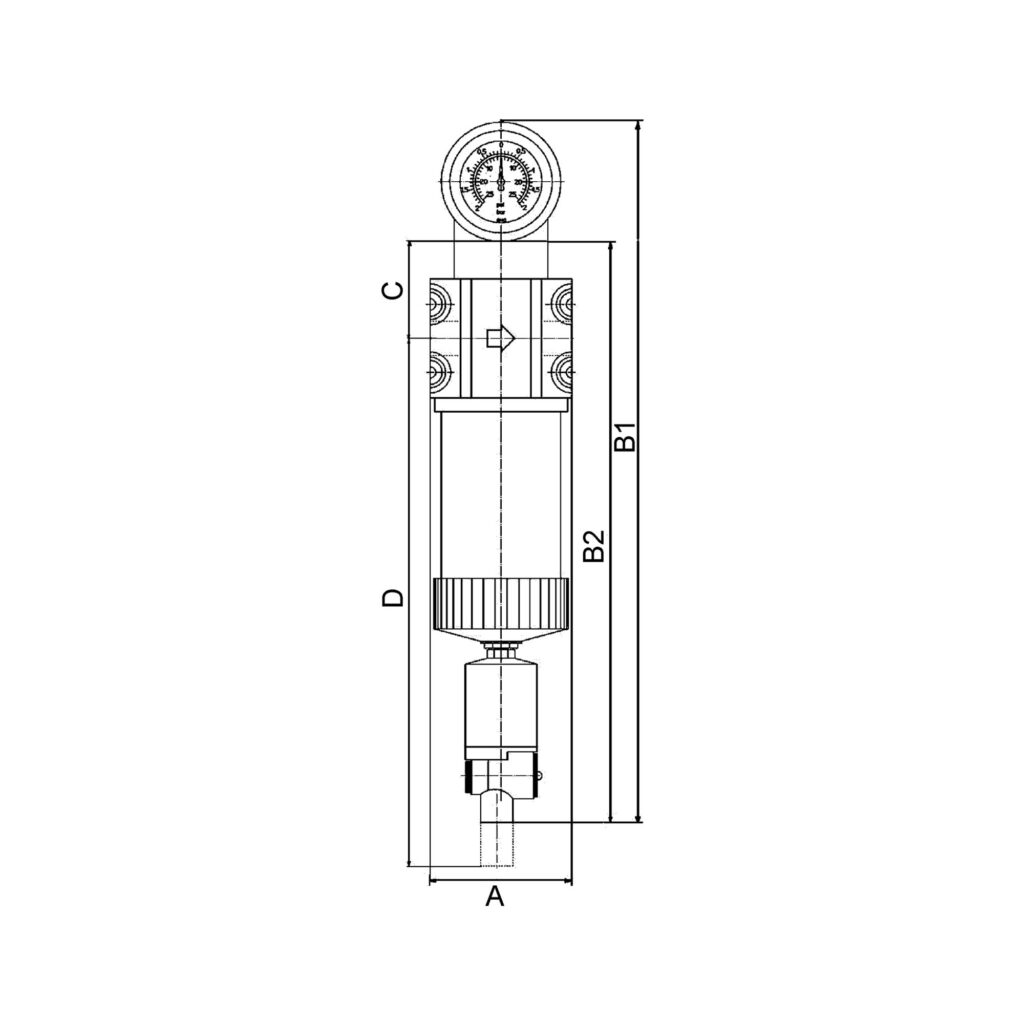 Vorfilter mit Differenzdruckmanometer, 3 µm, G 1 1/4