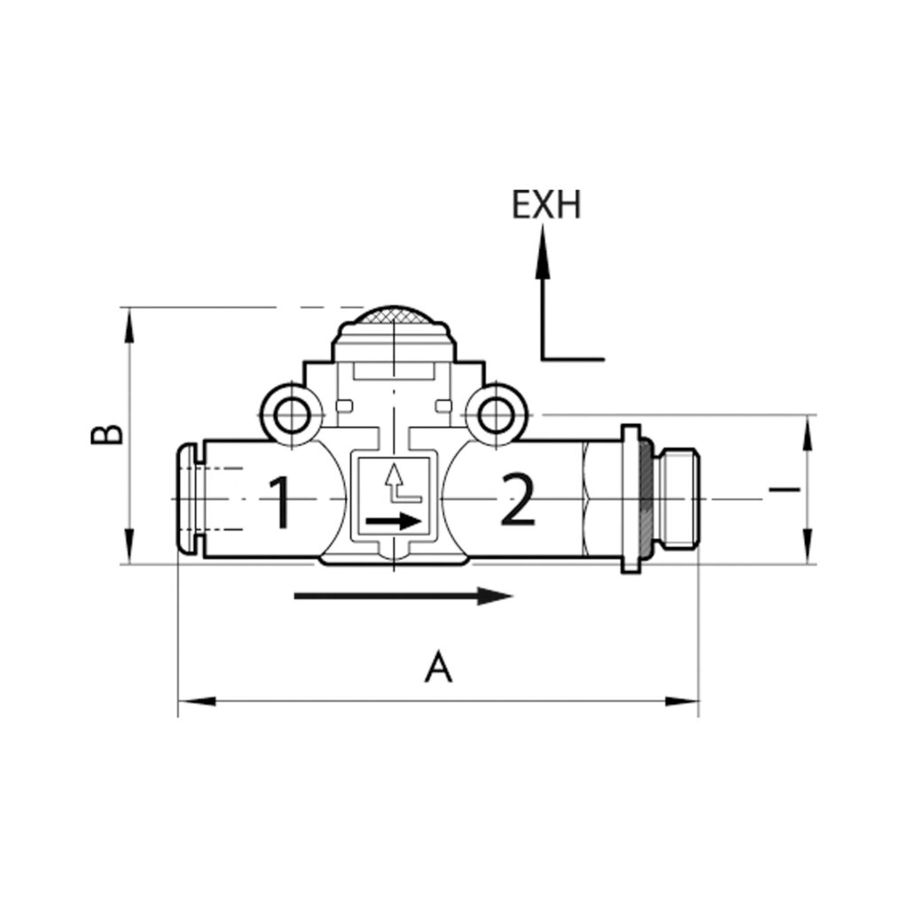 Schnellentlüftungsventil Schalld. M5 (Ausg.) - Schl.4 (Eing.)