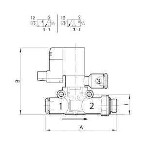 3/2-Wege-Magnetventil, geführte Entl. Schl.-Gew. G1/8 Schl.6 NC